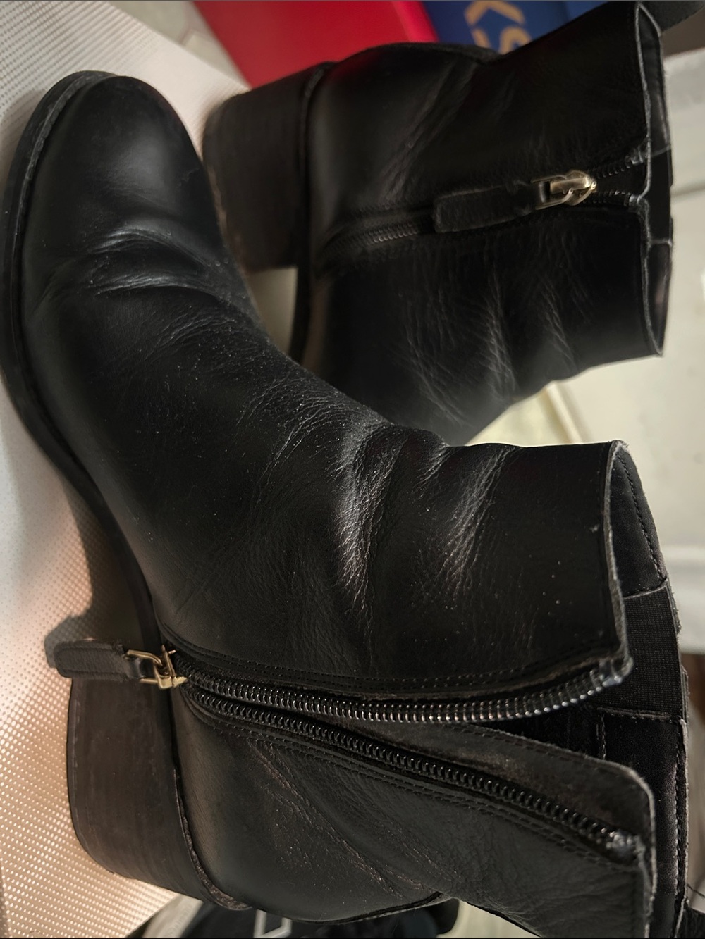 Cole Haan Black Leather Ankle Booties with Side Zippers